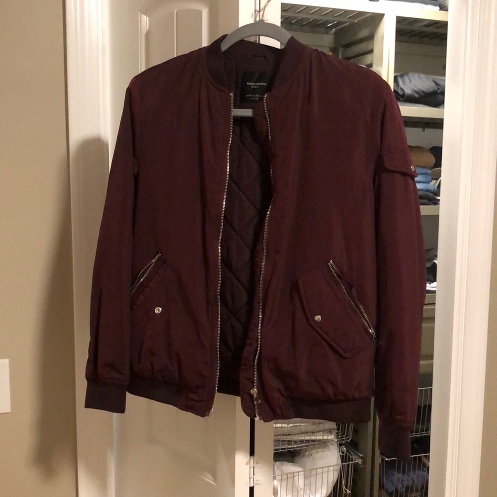 XS Maroon Bomber - Zara TRAFALUC OUTERWEAR